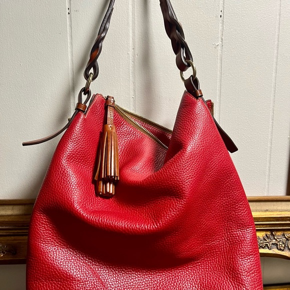 Dooney & Bourke Red Pebbled Leather Hobo Bag - Picture 2 of 6